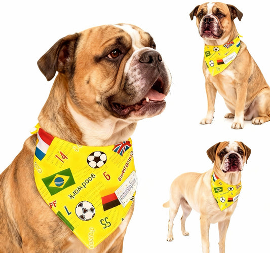World Cup Soccer Dog Bandana – Adjustable Pet Drool Bib Scarf for Small & Medium Dogs